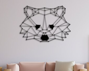 Geometric Metal Raccoon Head Wall Art, Raccoon Wall Art, Metal Decor, Raccoon Metal Wall Art, Raccoon Wall Decor, Bedroom Decoration