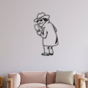 Metal Detective Wall Art, Detective Birthday Gift, Detective Wall Decor, Play Room Decoration, Gift For Those Who Love To Solve Mysteries