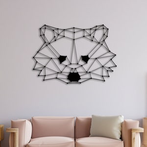 Geometric Metal Raccoon Head Wall Art, Raccoon Wall Art, Metal Decor, Raccoon Metal Wall Art, Raccoon Wall Decor, Bedroom Decoration