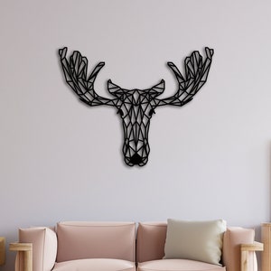 Moose Head Metal Decor, Geometric Moose Metal Wall Art, Farmhouse Metal Decor, Animal Wall Decor, Moose Lover Gift,  Home Office Decor