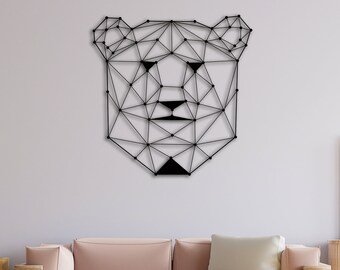 Geometrisk metallväggkonst med gepard, väggkonst med gepard, metalldekor, leopardväggdekor, väggbonad i metall, djurisk väggkonst, djurdekor