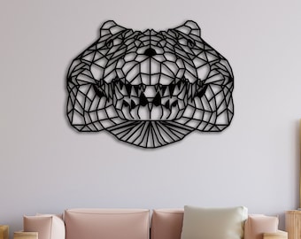 Geometric Metal Crocodile Head Wall Art, Crocodile Wall Art, Metal Decor, Animal Art, Wall Hanging, Home Living Room Wall Art,Alligator Sign