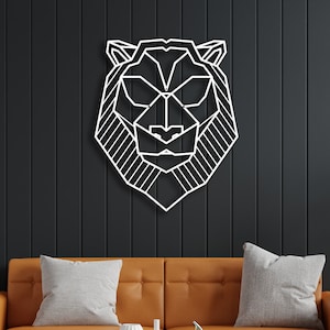 Metal Geometric Lion Head Wall Decor, Tiger Wall Art, Lion Head Decor, Home Decor, Animal Decor, Lion Lover Gift, Predators, Housewarning