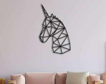 Metal Geometric Unicorn Head Wall Art, Decor Horse Art, Unicorn Wall Art, Housewarming Gift, Home Decor, Unicorn Lover Gift, Animal Wall Art