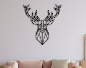 Geometric Deer Head Wall Art, Metal Deer Wall Art, Metal Wall Decor, Wall Hangings, Trendy Deer Wall Art, Livingroom Wall Art, Deer Lovers