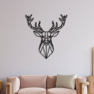 Geometric Deer Head Wall Art, Metal Deer Wall Art, Metal Wall Decor, Wall Hangings, Trendy Deer Wall Art, Livingroom Wall Art, Deer Lovers