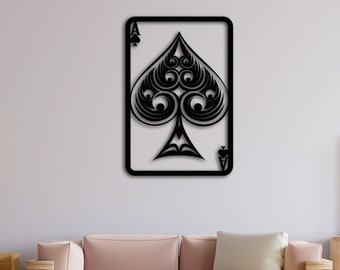 Ace Of Spades Card Wall Art, Metal Wall Sign, Metal Wall Hanging, Ace Of Spades Card, Playing Cards, Metal Home Decor, Housewarming Gift