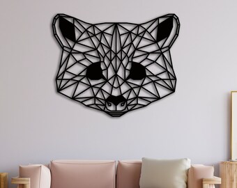 Geometric Metal Raccoon Head Wall Art, Raccoon Wall Art, Metal Geometric Decor, Raccoon Wall Decor, Living Room Wall Decor, Raccoon