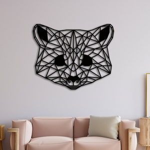 Geometric Metal Raccoon Head Wall Art, Raccoon Wall Art, Metal Geometric Decor, Raccoon Wall Decor, Living Room Wall Decor, Raccoon