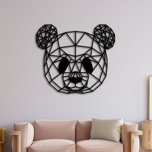 Geometric Metal Panda Head Wall Art, Panda Wall Art, Metal Decor, Animal Art, Wall Hanging, Home Living Room Wall Art, Wildlife Lover Gift