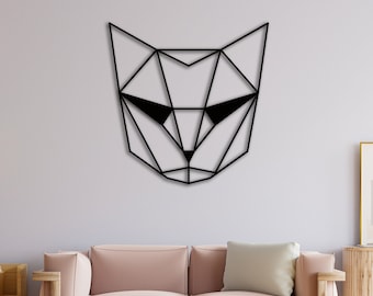 Metal Cat Head wall decor, Geometric Cat Wall Art, Metal Cat Decor, Geometric Wall Art, Wall Hanging, Gift for Cat Lovers, Livingroom decor