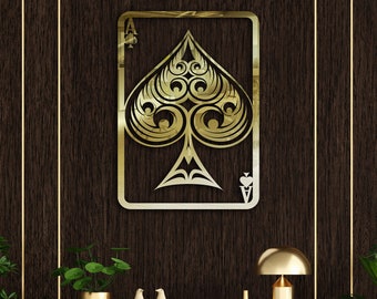 Ace Of Spades Card Wall Art, Metal Wall Sign, Metal Wall Hanging, Ace Of Spades Card, Playing Cards, Metal Home Decor, Housewarming Gift