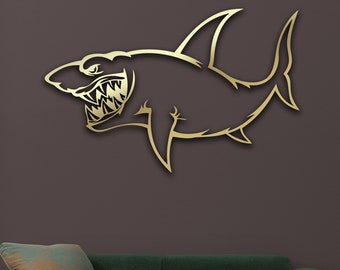 Shark Themed Metal Wall Decor, Large Wall Art, Decor Great White Shark Art, Housewarming Gift, Wall Hanging, Room Decor, Outdoor Decor