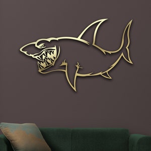 Shark Themed Metal Wall Decor, Large Wall Art, Decor Great White Shark Art, Housewarming Gift, Wall Hanging, Room Decor, Outdoor Decor