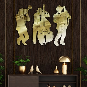 Musicians Metal Wall Art, Jazz Band Wall Decor , Music Metal Wall Art , Studio, The size written is the total area occupied by 3 products