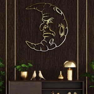 Metal Angry Face Moon Wall Art, The Angry Moon Metal Home Decor, Moon Lover gift, Housewarming gifts, Unique Metal Wall Art, Interior Design