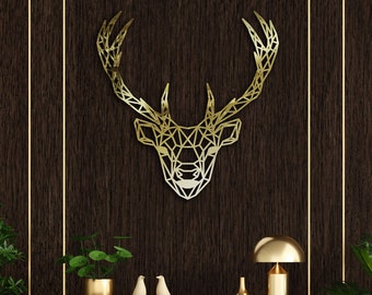 Geometric Deer Head Wall Art, Metal Deer Wall Art, Deer Metal Wall Decor, Deer Lover Gift, Trendy Deer Wall Art, Home Decor, Metal Decor