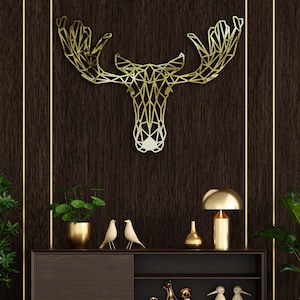 Moose Head Metal Decor, Geometric Moose Metal Wall Art, Farmhouse Metal Decor, Animal Wall Decor, Moose Lover Gift,  Home Office Decor