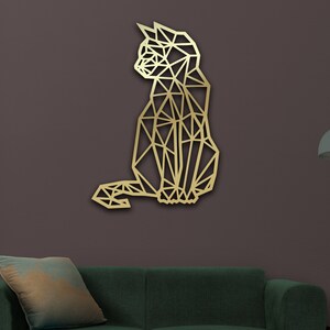 Metal Geometric Cat Wall Art, Cat Art Print, Cat Wall Art, Unique Living Room Wall Decor, Modern Wall Art, Wall Hanging, Metal Home Decor