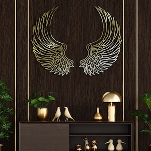2 Piece Metal Angel Wings Wall Art, Metal Angel Wings Wall Decor, Anniversary Gifts for Her, Memorial Gift, Gift for Mom, Angel Wings Decor