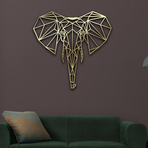 Geometric Elephant Metal Wall Art, Elephant Wall Decor, Elephant Lover Gift, Modern Wall Art, Elephant Art Print, Metal Home Decor