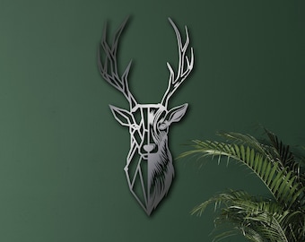 Metal Geometric Deer Wall Art, Deer Head Wall Art, Deer Metal Wall Decor, Unique Living Room Wall Decor, Housewarming gift, Christmas Gift
