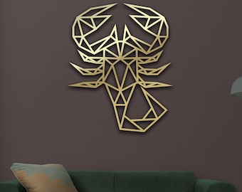 Geometrischer Skorpion-Wanddekor, Metallwandkunst, Hauptdekor-Skorpion, Metalltierdekor, Wohndekor, Kinderzimmer-Geschenkidee, geometrische Tiere
