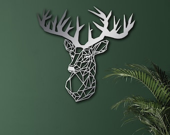 Geometric Deer Head Wall Art, Metal Deer Wall Decor, Metal Wall Decor, Wall Hangings, Deer Wall Art, Livingroom Wall Art, Deer Lovers