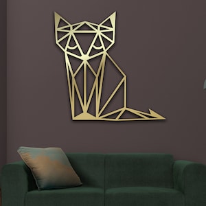 Geometric Metal Cat Wall Art, Geometric Cat Wall Decor, Metal Cat Decor, Metal Wall Art, Wall Hanging, Gift for Cat Lovers, Livingroom decor