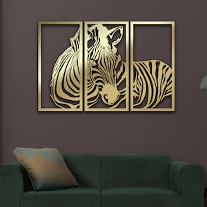 Metal Zebra Wall Decor Set Of 3, Safari Animals, Zebra Wall Decor, Zebra Metal Art,The size written is the total area occupied by 3 products