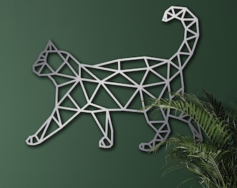 Geometric Metal Cat Decor, Custom Size, Geometric Cat Wall Decor, Nursery Wall Art, Animal Decor, Home Decor, Gift, Animal Figure Decor