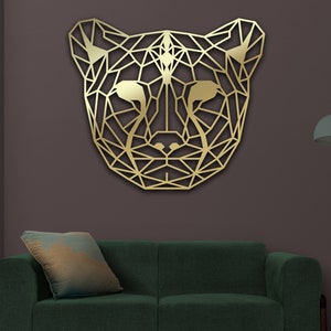 Metal Cheetah Head wall decor, Geometric Cheetah Wall Art, Metal Big Cat Decor,Metal Wall Hanging, Animalist Wall Art, Cheetah Lover Gift