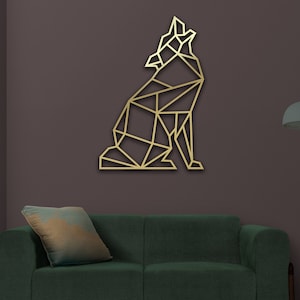 Geometric Metal Wolf Wall Decor, Geometric Wolf Wall Art, Minimalist Wall Art, Indoor Outdoor Hangings, Interior Decoration, Forest