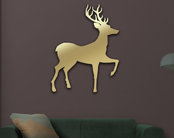 Metal Deer Wall Art, Deer Home Decor, Deer Metal Wall Decor, Unique Living Room Wall Decor, Housewarming gift, Deer Lover Gift, Metal Art