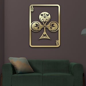 Ace Of Clubs Card Wall Art, Metal Wall Sign, Metal Wall Hanging, Trendy Ace Of Clubs Card, Playing Cards Home Decor, Metal Home Decor