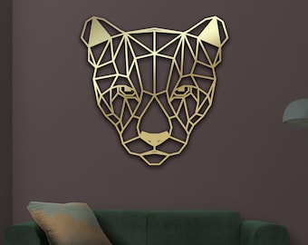 Metal Geometric Puma Wall Decor, Geometric Wall Art, Puma Decor, Puma Sign, Living Room Office Decoration, Wall Hangings, Puma Lover Gift