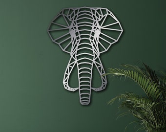 Elephant Metal Wall Art, Elephant Head Wall Decor, Geometric Figure Decor, Modern Wall Art, Elephant Lover Gift, İnterior Decoration