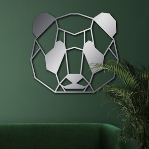 Geometric Panda Head Metal Wall Art, Panda Wall Decor, Animal Wall Art, Interior Decor, Geometric Panda Head Wall Art, Animal Wall Art