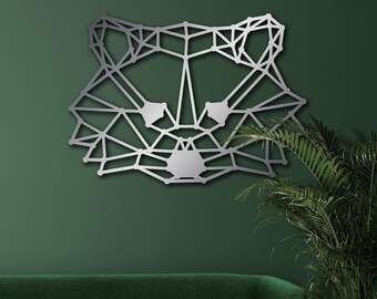 Geometric Metal Raccoon Head Wall Art, Raccoon Wall Art, Metal Decor, Raccoon Wall Decor, Bedroom Wall Decor, Kitchen Decoration, Raccoon