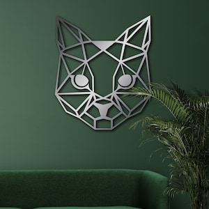 Geometric Metal Fox Head Wall Art, Fox Wall Art, Metal Decor, Animal Art, Wall Hanging, Living Room Wall Art, Housewarming Gift, Fox Lover