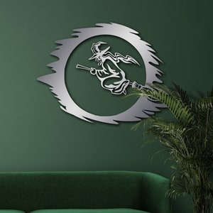 Metal Witch Wall Art, Witch On A Broom, Flying Witch Art, Gothic Witchy Wall Art Decor, Living Room Decor, Unique Wall Decor, Home Decor