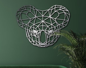 Geometric Metal Koala Head Wall Art, Koala Wall Art, Metal Decor, Animal Art, Interior Simba Design, Housewarming Gift, Koala Lover Gift