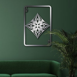 Karo Ass Karte Wandkunst, Metall Wandschild, Metall Wandbehang, Karo Ass Karte, Spielkarten Dekoration, Metall Wohndekor