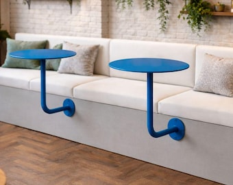 Heavy Duty Wall Mounted Cafe Table | Thick Metal Bistro Table | Premium Commercial Wall Table, Space Saving Metal Wall Table