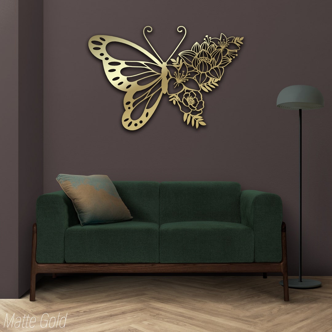 Flower Butterfly Wall Decor, Butterfly Metal Wall Art, Butterfly Home ...