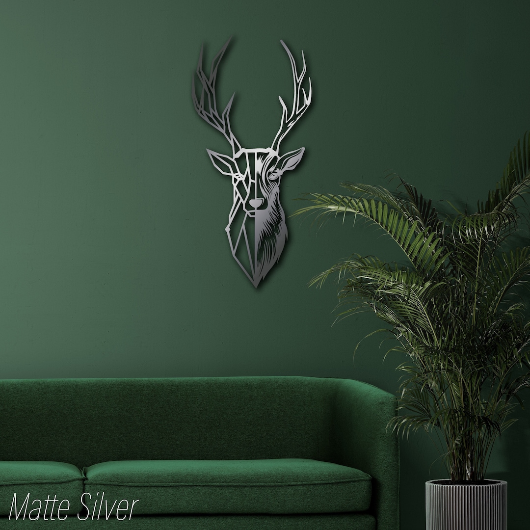 Metal Geometric Deer Wall Art, Deer Head Wall Art, Deer Metal Wall