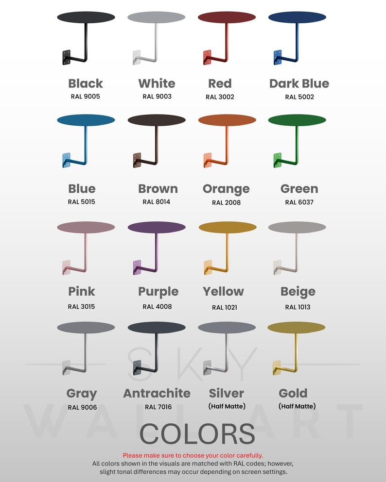Wall Mounted Metal Table for Home or Cafe | Modern Bistro Table | Space Saving Design, Powder-Coated Steel, Outdoor Bar Counter image 5