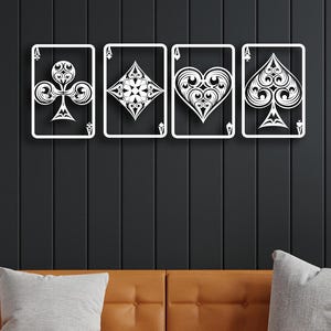 Metal Ace Lot of 4 Wall Art, Spade Heart Diamond Club Metal Wall Art, metalen wanddecoratie, metalen wandkleden, poker casino Metal Wall Art 4 st