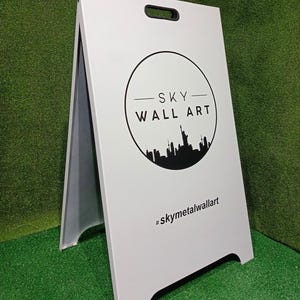 Modern White Sandwich Board, Custom Metal A-Frame Sign, Sidewalk Sign for Nail & Beauty Salons, , Pavement Sign, Double-Sided Business Sign