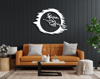 Metal Witch Wall Art, Witch On A Broom, Flying Witch Art, Gothic Witchy Wall Art Decor, Living Room Decor, Unique Wall Decor, Home Decor